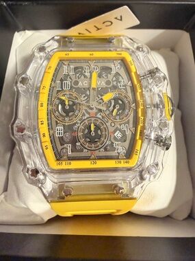 Activa Fury X Invicta Men's Watch w/Skeleton Dial - 44.3mm, Yellow, Chronograph
